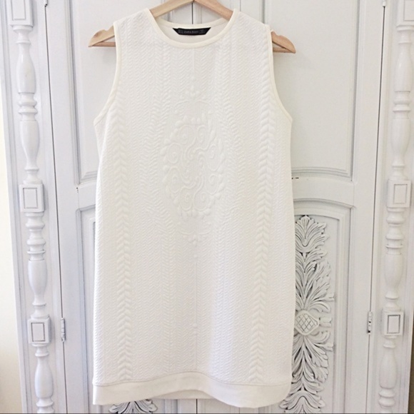 Zara Dresses & Skirts - Zara White Textured Sleeveless Shift Dress